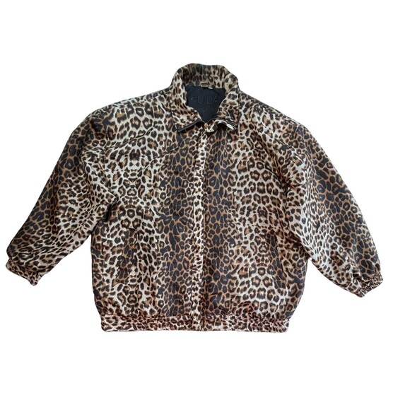 Vintage 90s Fuda‎ International Bomber Jacket Silk Long Sleeve Leopard Retro 1X - Picture 9 of 13